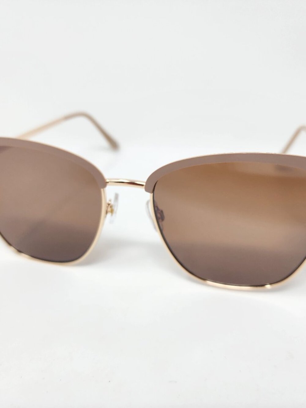 New Worthington Womens Fashion Rose Gold Taupe Cat Eye Sunglasses UV Protection